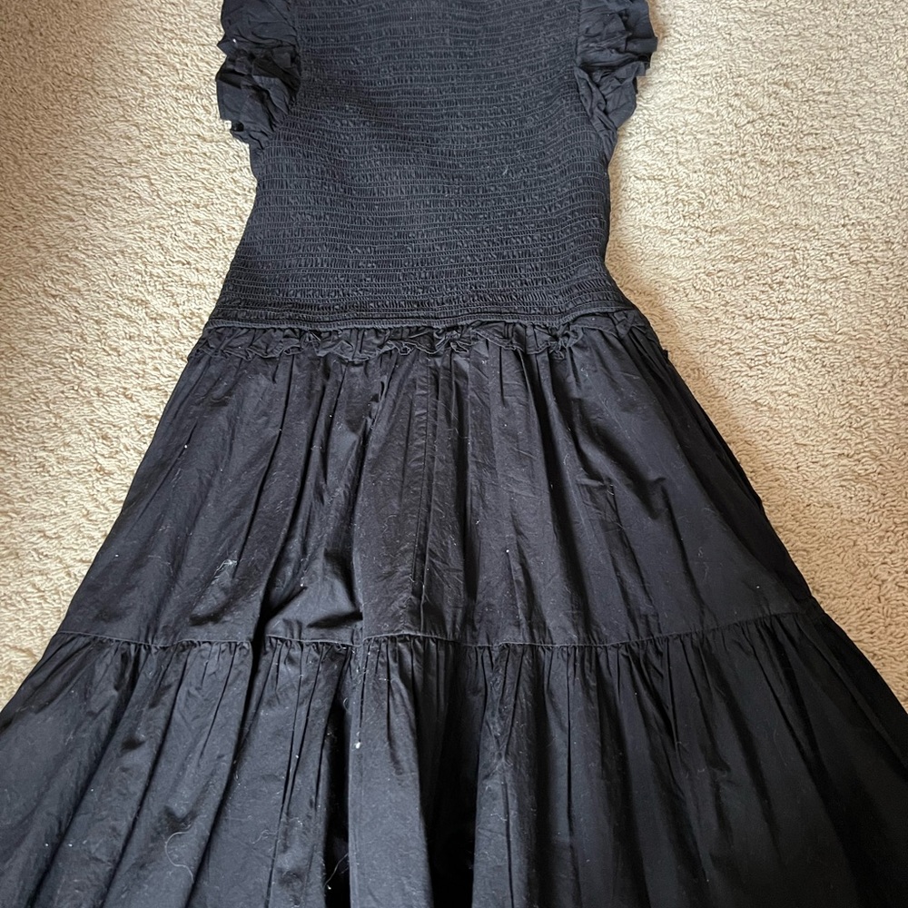 Elan Black Mini Dress with Tiered Skirt